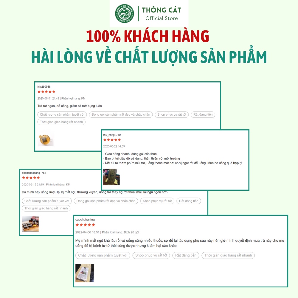 TRÀ TÂM SEN ngủ ngon Thông Cát Since 1918_Trà thảo mộc cải thiện tình trạng mất ngủ, giảm rụng tóc, thanh nhiệt mát gan