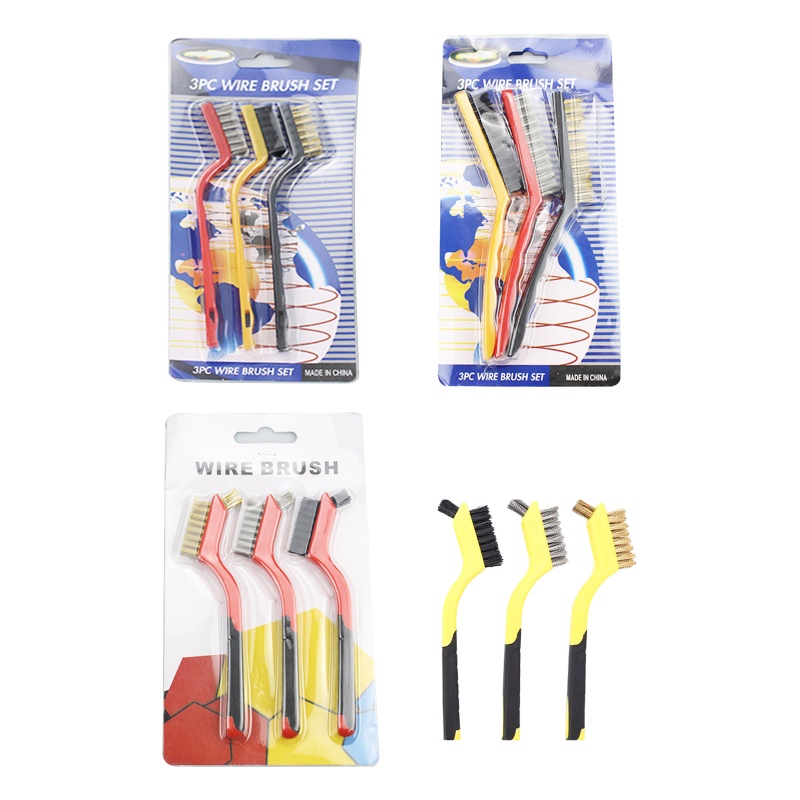 Bộ 3 Bàn Chải Sợi Dây Vệ Sinh Bếp Ga Với Tay Cầm Cong