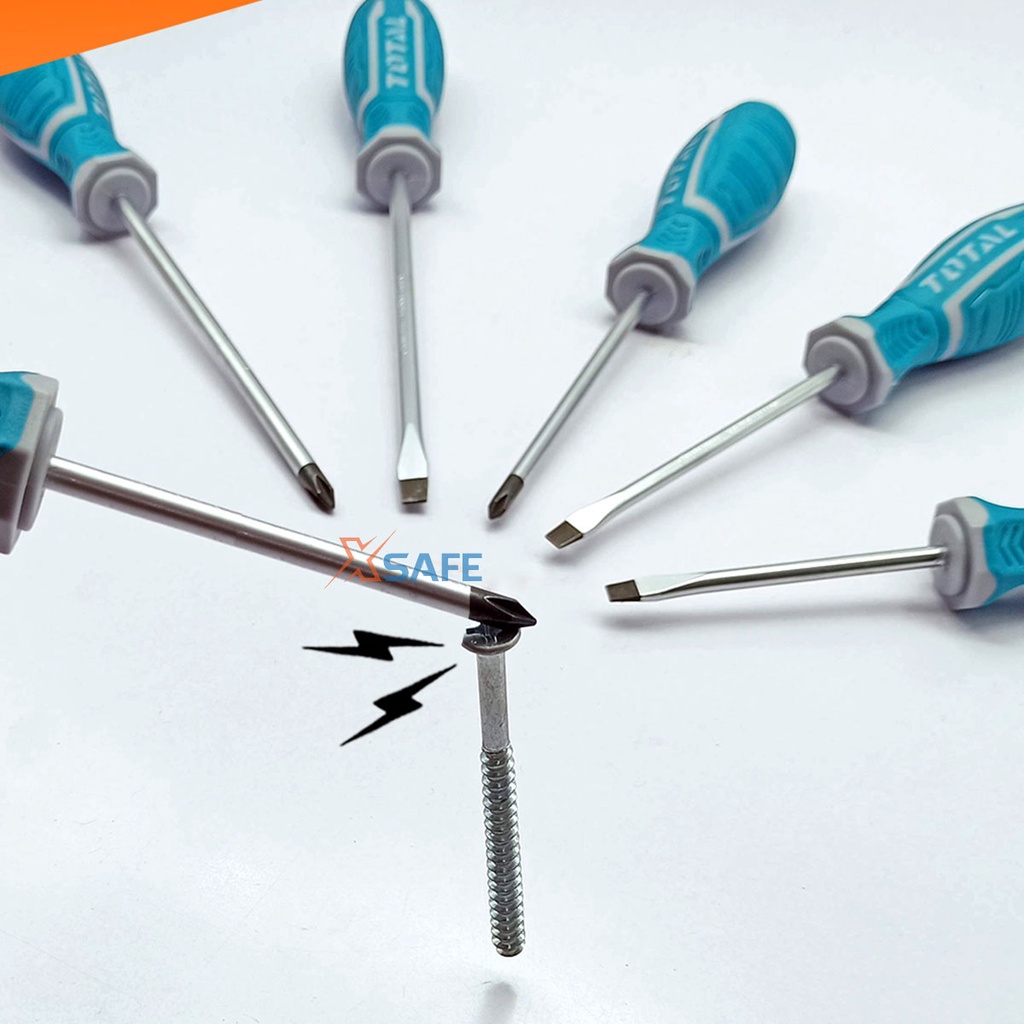 Bộ 8 tua vít TOTAL THT250608 tay cầm mới Bộ tuốc nơ vít chất liệu CR-V chịu nhiệt, chống ăn mòn, bền bỉ dễ sử dụng