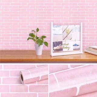10m giấy dán tường giả gạch hồng có keo sẵn