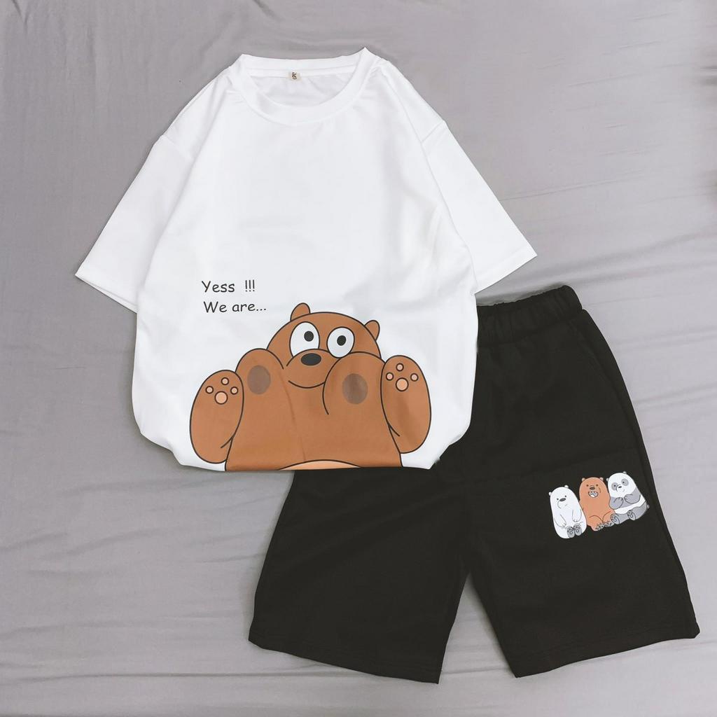 Set đồ bộ hoạt hình ❤️ Bộ mặc nhà Cartoon LOVELY BEAR form rộng Unisex nam nữ Molly Fashion