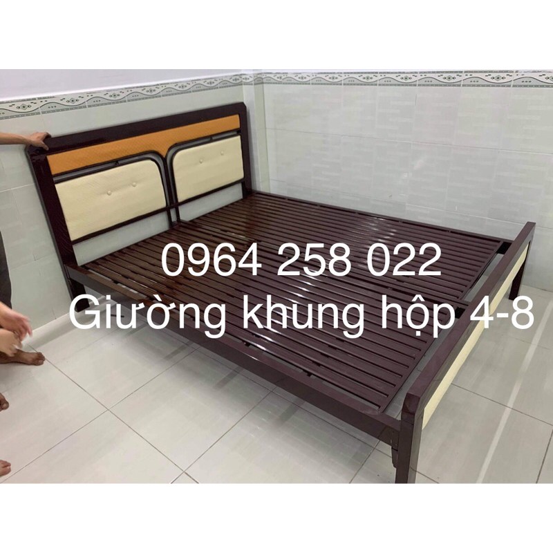 Giường sắt khung hộp 4-8 Sài gòn (hình chụp thật)