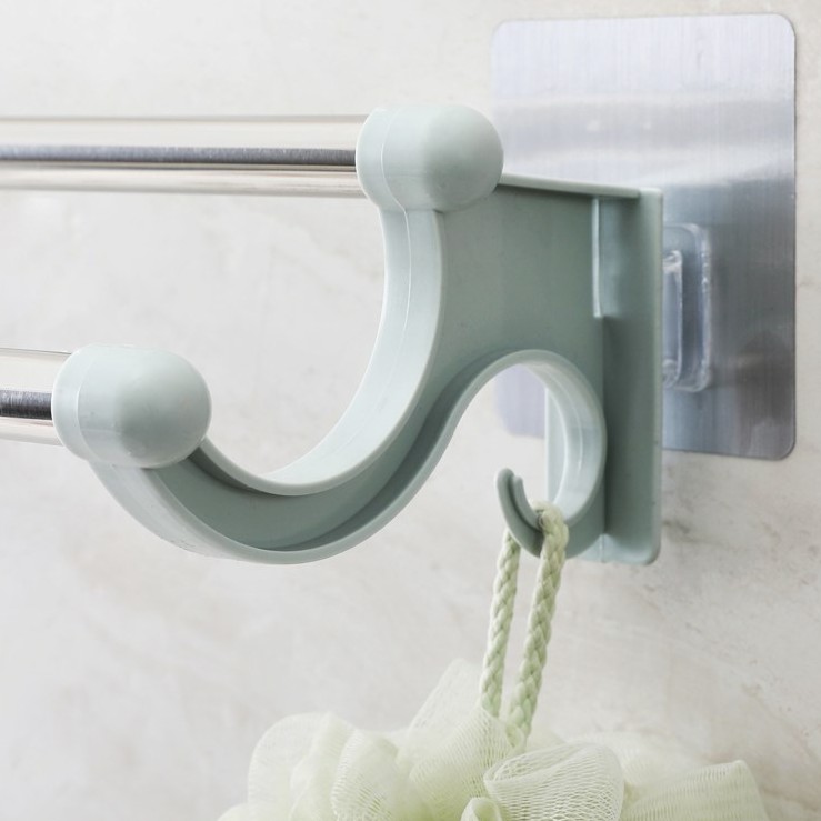 Thanh đôi dán tường treo khăn nhà tắm có móc siêu tiện