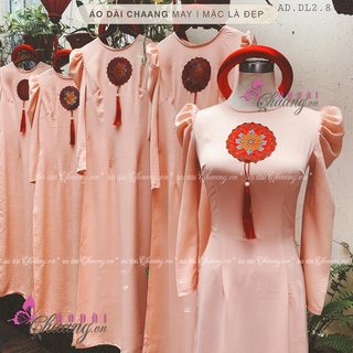 Áo dài đồng phục Chaang may sẵn Áo dài vai nhún dễ thương vải lụa silk mềm