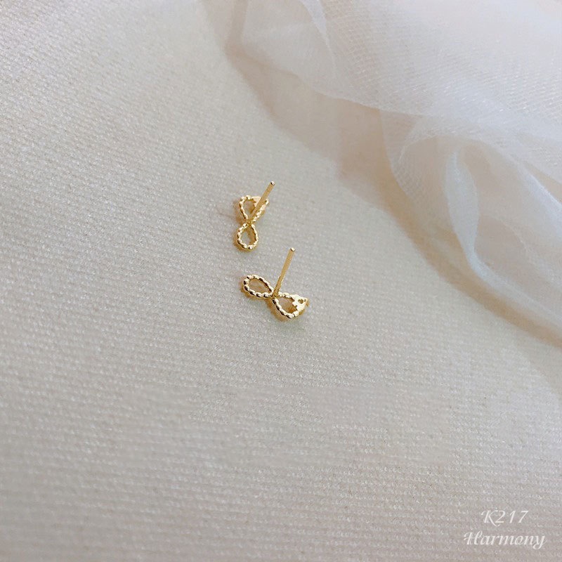 Bông khuyên tai nữ bạc mạ vàng mặt vô cực nhỏ nhắn xinh xắn, nữ tính Infinit | HARMONY ACCESSORIES K217