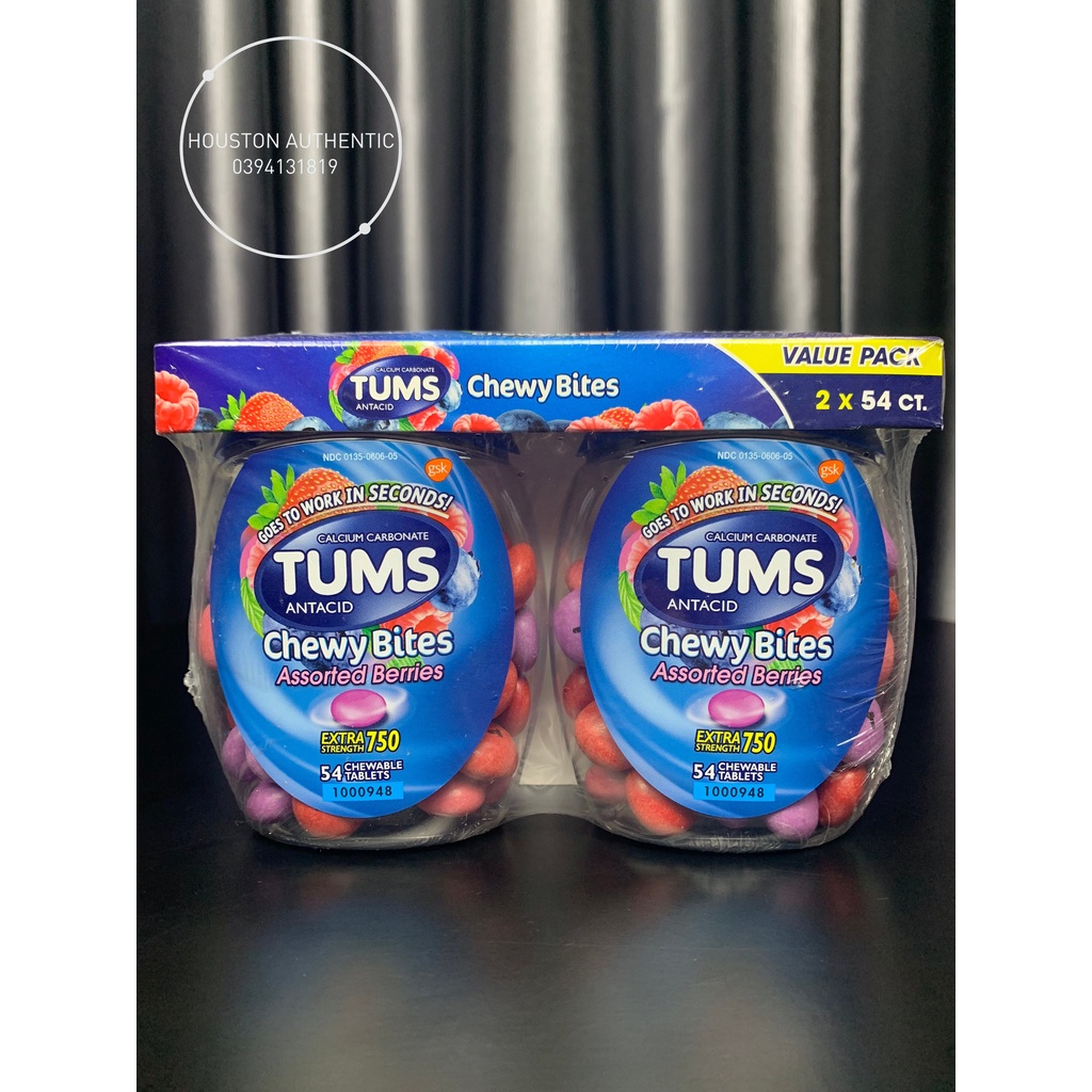 Kẹo Giảm Đầy Hơi Khó Tiêu Tums Antacid Chewy Bites Assorted Berries _ Live mua hàng tại Mỹ