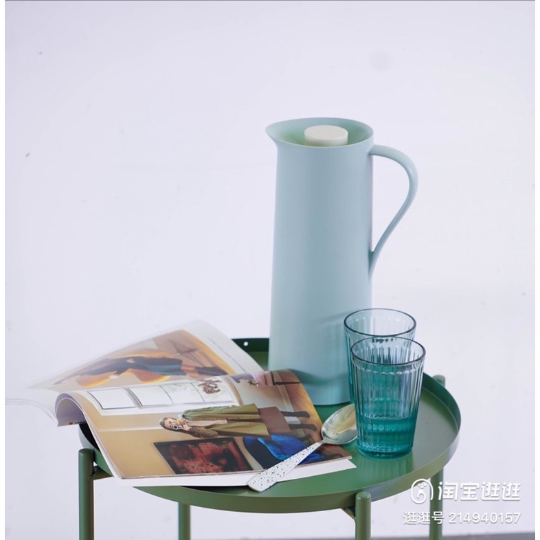 Bình Phích Giữ Nhiệt màu xanh BEHOVD - IKEA 1 Lit, lõi thuỷ tinh tráng bạc, E.K HOME AND LIVING