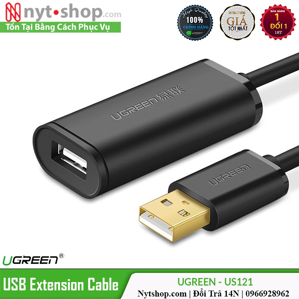 Cáp Nối Dài USB 2.0 Hỗ trợ Chipset khuếch đại tín hiệu Cao Cấp UGREEN US121