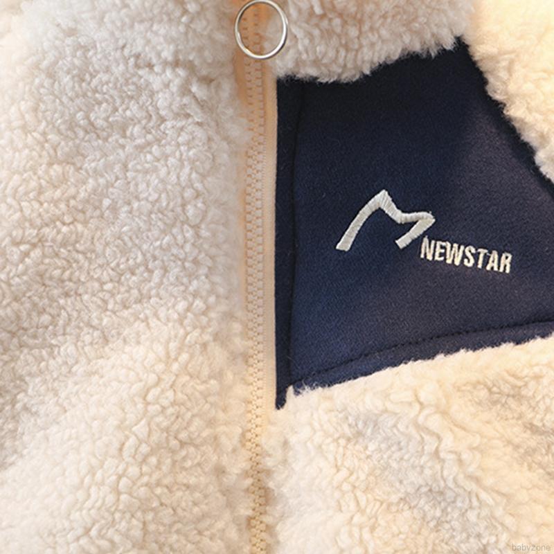 Áo Khoác Vải Len Lông Cừu Dày Giữ Ấm Mùa Đông Màu Trơn Dễ Thương Thời Trang Cho Bé