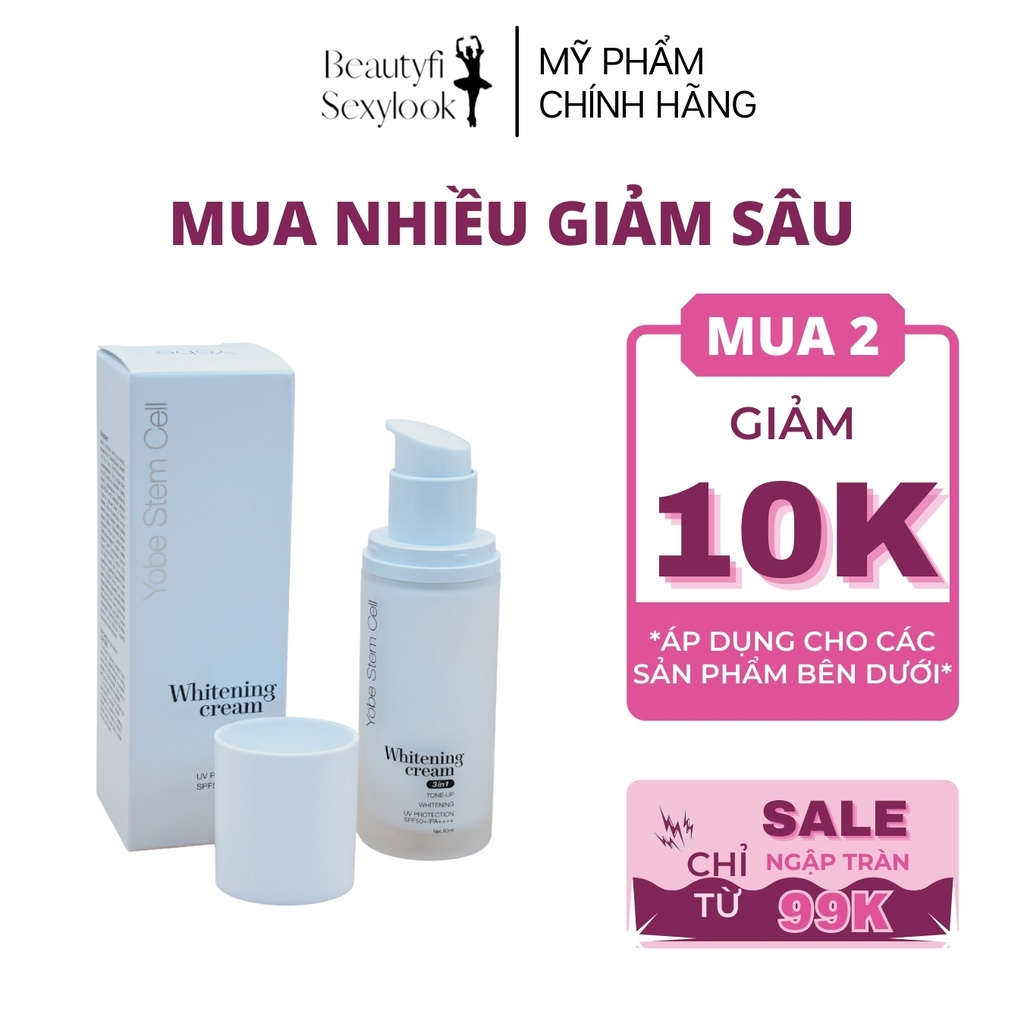 Kem Lười YobeCell 💖FREESHIP💖 Kem Makeup Dưỡng Trắng Sáng Da 3in1 50ml YB.KL