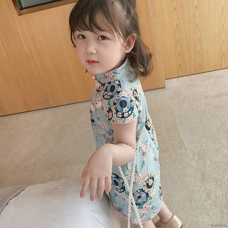 Đầm Sườn Xám Phong Cách Trung Hoa Cho Bé Gái