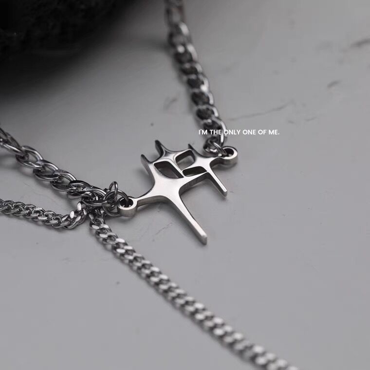 Vòng cổ Thép Titan Mặt Ngôi Sao Phong Cách Hip hop Thời Trang