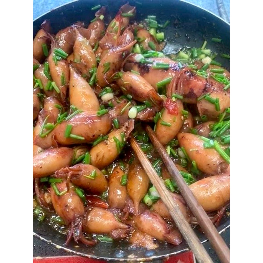 Mực Sim Trứng 1 Nắng hấp sơ khay 500g làm sạch thơm ngon - Ship Hỏa Tốc 1h Hà Nội