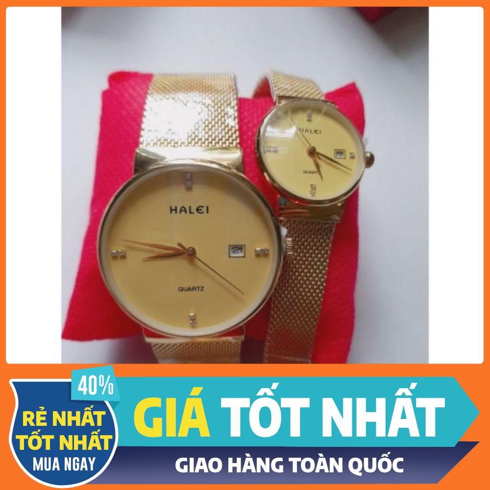 Đồng hồ dây vàng chính hãng Halei đôi Nam Nữ