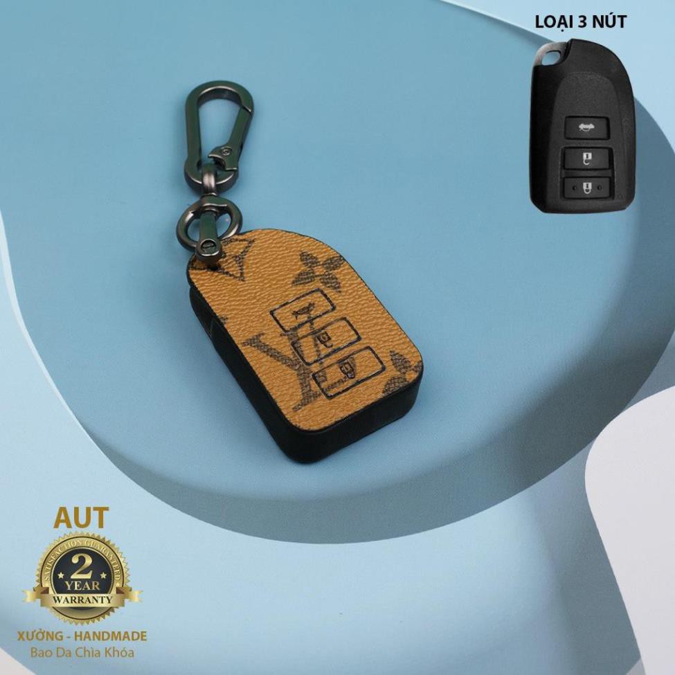 Bao da chìa khóa Smartkey Toyota 3 nút (Toyota Vios, Toyota Wigo,Toyota Yaris) da Canvas L V xẻ túi