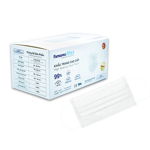Combo 10 Hộp khẩu trang y tế cao cấp kháng khuẩn 4 lớp Famapro max