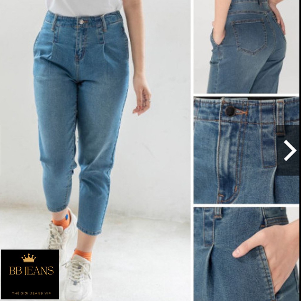 Quần jean ống rộng cuốn lai