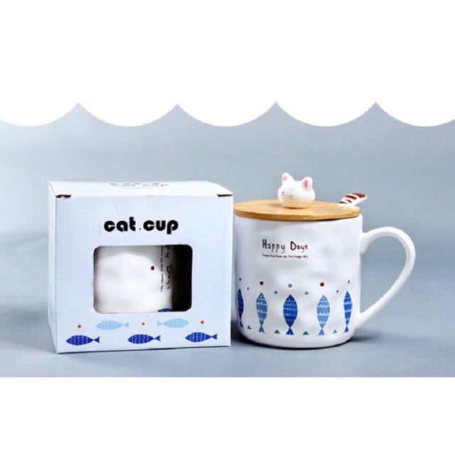 Cốc Gốm Sứ Happy Days Nắp Gỗ 400ml Chất Lượng Cao | BigBuy360 - bigbuy360.vn