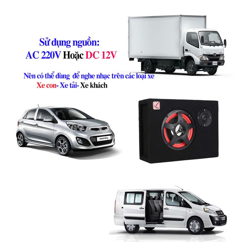 Loa nghe nhạc trên Ô tô đa năng Nguồn AC220V hoặc DC 12V - K633