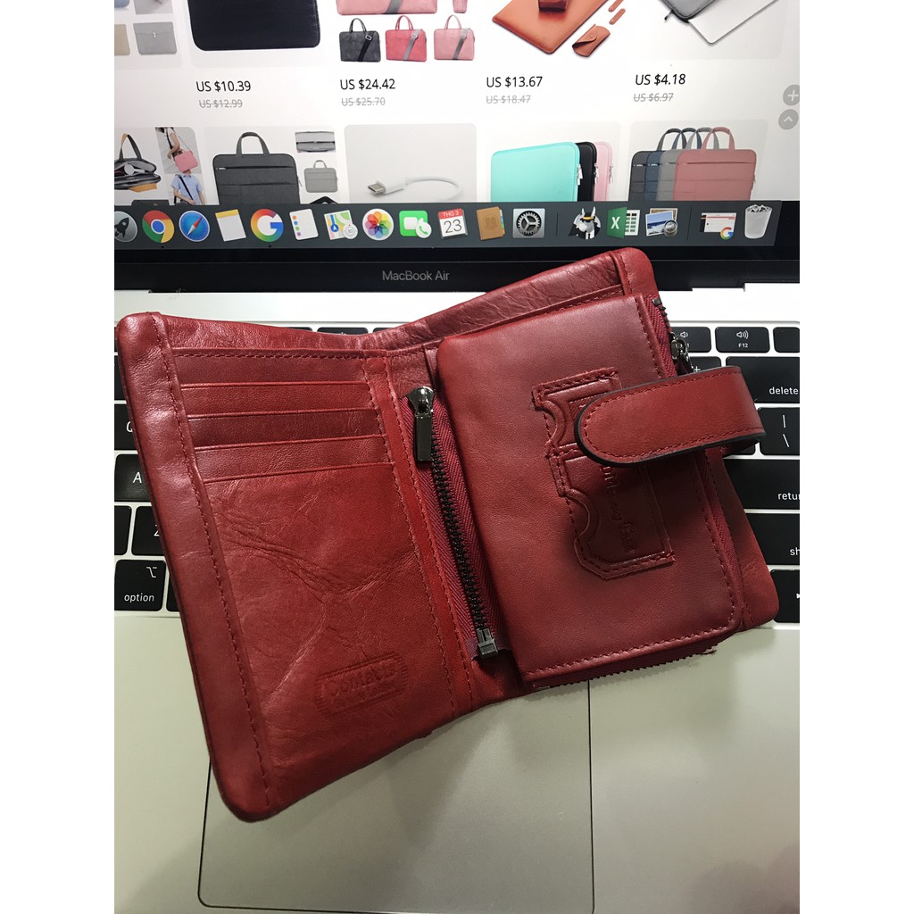 2022 Contac N11034 - Bảo Hành 2 Năm - Bóp Ví Đứng Bỏ Túi Da Ngựa Điên Men and Women Wallet Genuine Bò - Nam Nữ