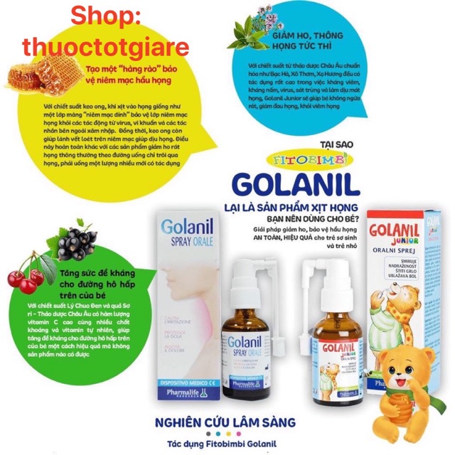 [Kèm Quà Tặng] Golanil Junior xịt họng trẻ em