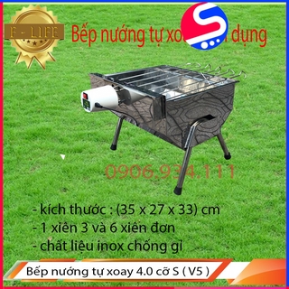 [Tặng Kẹp inox đa năng]  BẾP NƯỚNG THAN HOA TỰ XOAY| Chất liệu inox chống han gỉ 4.0 cỡ nhỏ 35x27x33cm mini S (V5)