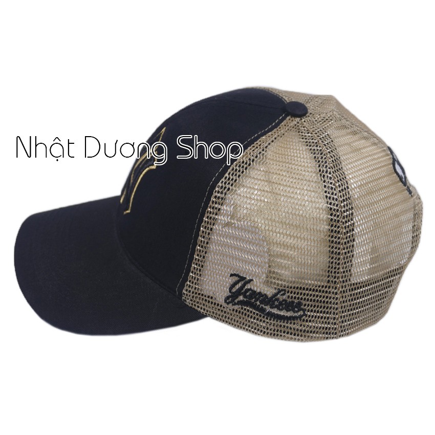 Nón kết lưới thêu chữ NY, khóa nhựa bền đẹp - Đen &amp; Kaki