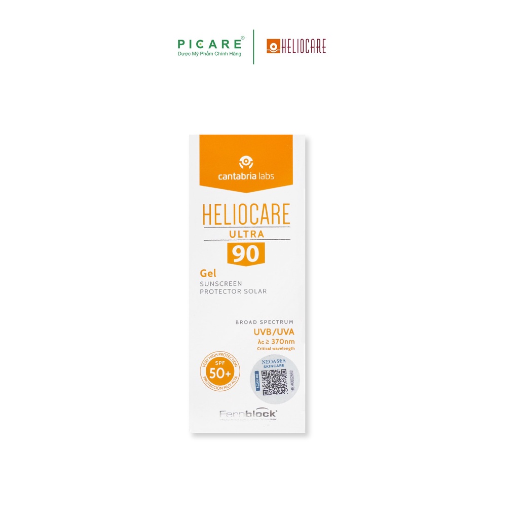 Kem Chống Nắng Dạng Gel Cho Da Thường, Da Nhờ, Da Mụn Và Da Hổn Hợp Heliocare Ultra 90 Gel Sunscreen SPF50+ 50ml