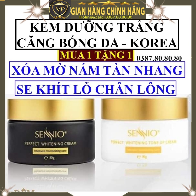 Kem dưỡng trắng căng bóng da chính hãng sennio hàn quốc ban đêm ngày cho da mặt cổ tay chân body dành cho nam nữ bà bầu