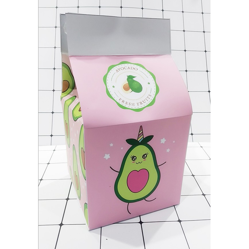 Hộp quà quả bơ avocado HQSI12 hộp quà hộp sữa cute hộp dễ thương hoạt hình 18*10*10cm