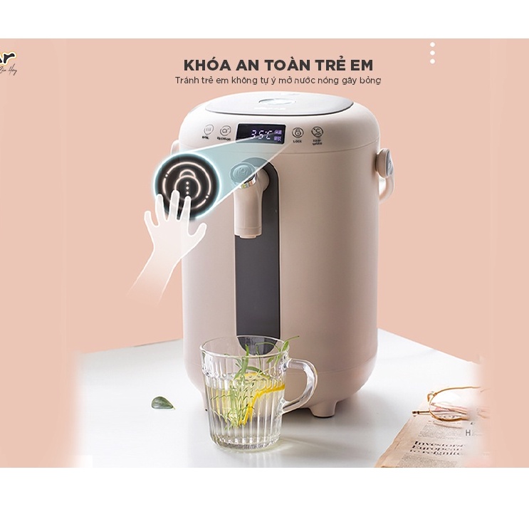 Bình đun nước thủy điện thông minh Bear KE-B30V1 3L có tính năng khử clo và khoá trẻ em an toàn, Chính Hãng, BH 18 tháng