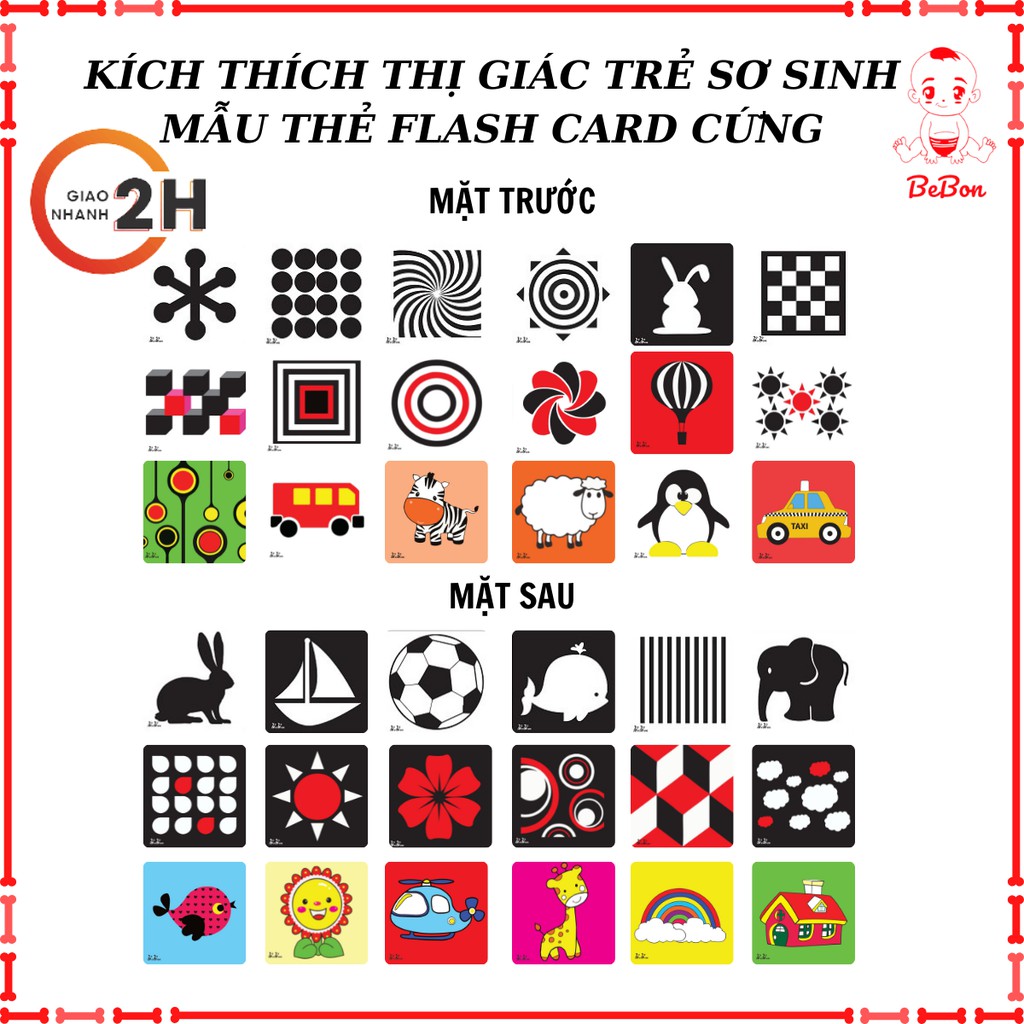 Bộ Thẻ Kích Thích Thị Giác Phát Triển Các Giác Quan - Thẻ FLASHCARD Cho bé