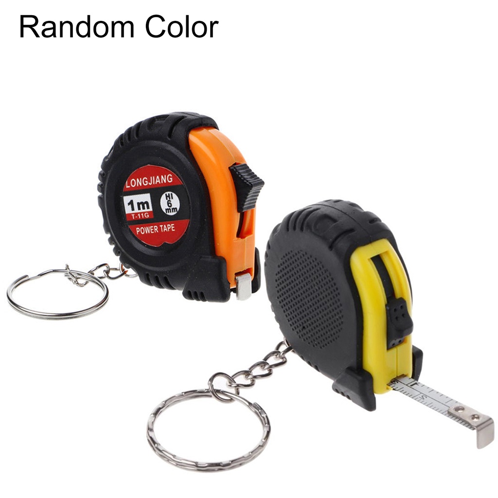 Thước Dây Bỏ Túi Mini Dài 1m Bằng Thép Có Móc Khóa Tiện Dụng