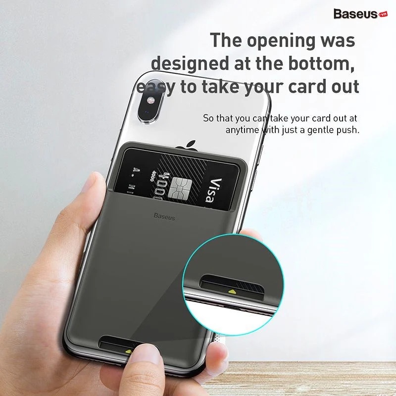 Case đựng thẻ siêu mỏng dùng gắn lưng điện thoại Baseus Back Stick Silicone Card Bag