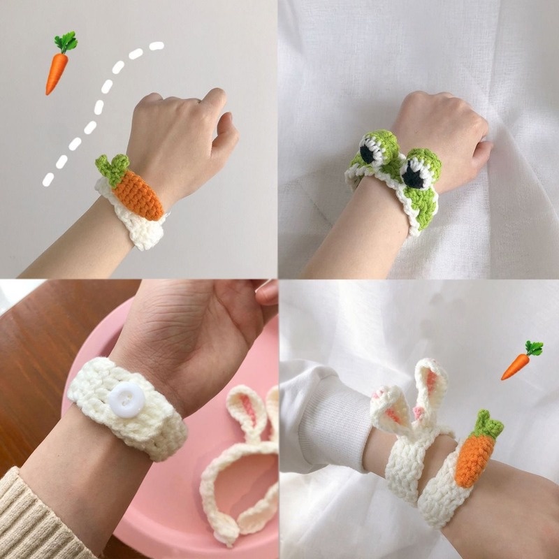 Vòng Đeo Tay Đan Len Sáng Tạo Hình Thỏ / Cà Rốt / Ếch Dễ Thương Phong Cách Hàn Quốc Cho Nữ