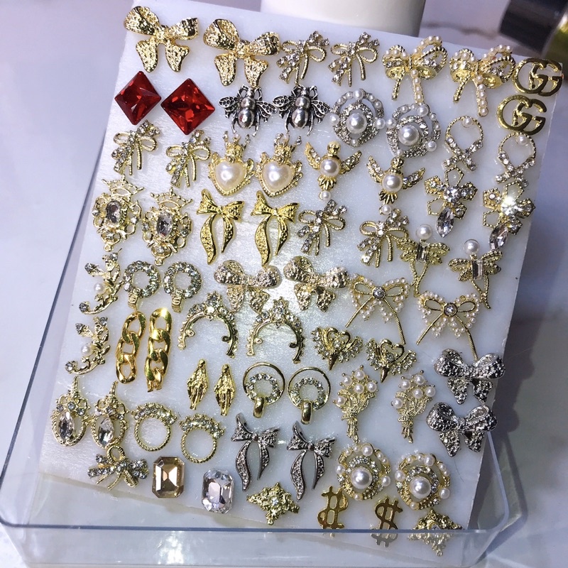 Phụ Kiện Nail - Set Mix 74 Viên Charm Cao Cấp Trang Trí Móng Không Chọn Hình