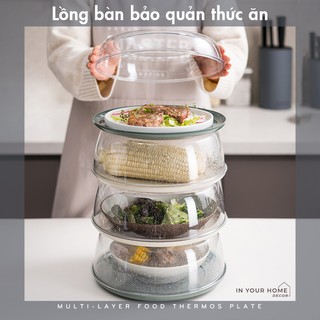 Lồng bàn giữ nhiệt khay đậy thức ăn chống ruồi muỗi bụi bảo quản thực phẩm nhiều tầng