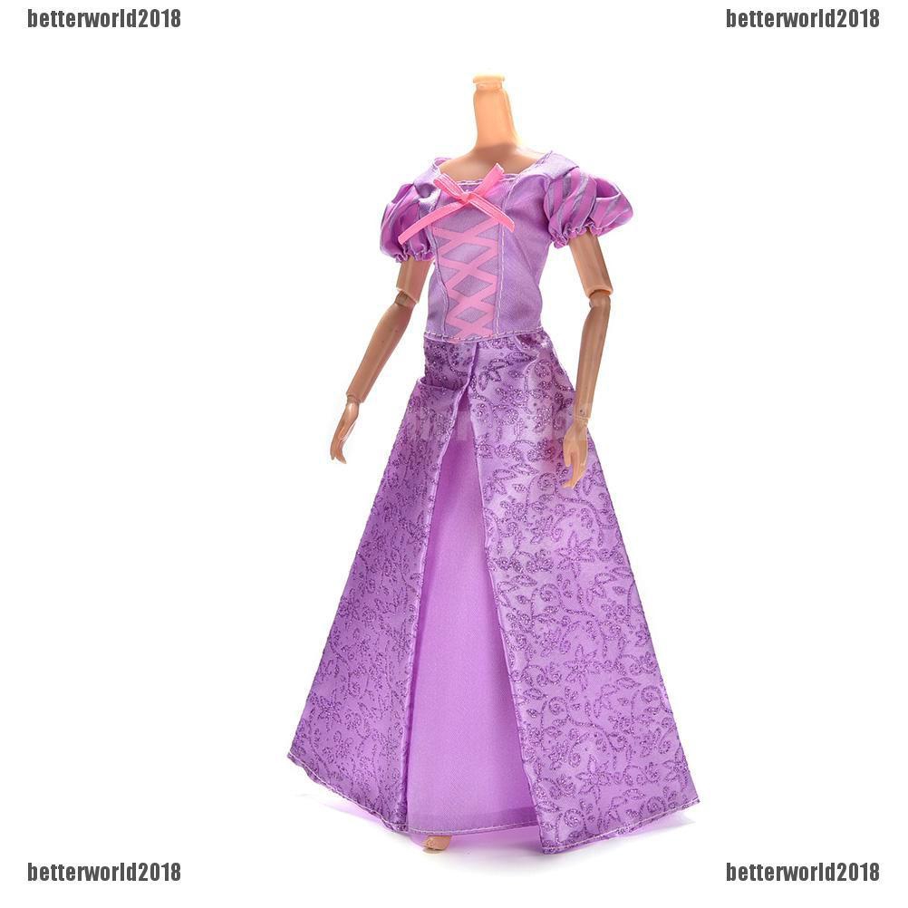 Đầm cưới công chúa màu tím xinh xắn cho búp bê barbie 23cm/ 9.06"