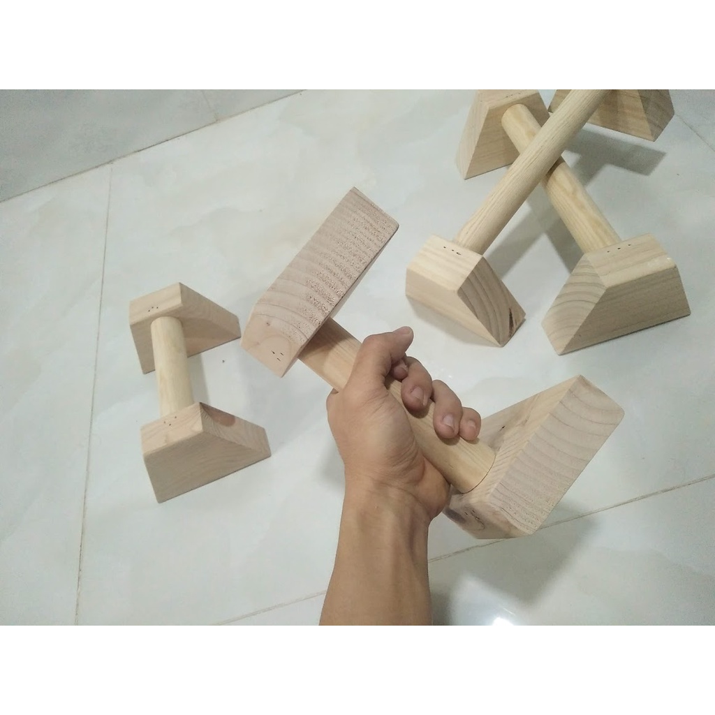 - Parallettes gỗ 1 CẶP- Dụng cụ hỗ trợ hít đất, chống đẩy
