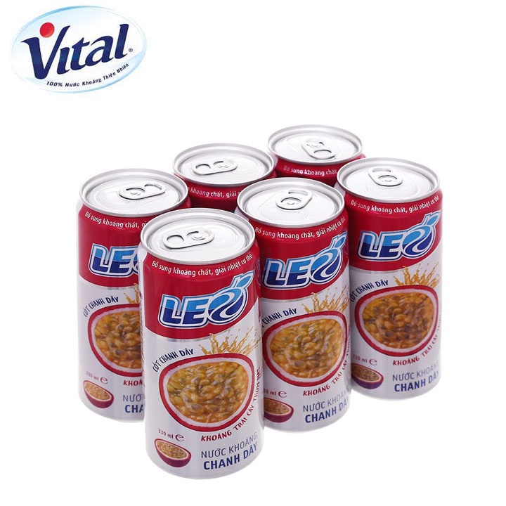 [ Freeship HCM ] - Lốc 6 Lon Nước Khoáng Có Ga Leo Vị Chanh Dây 330ml ( 6 x 330ml )