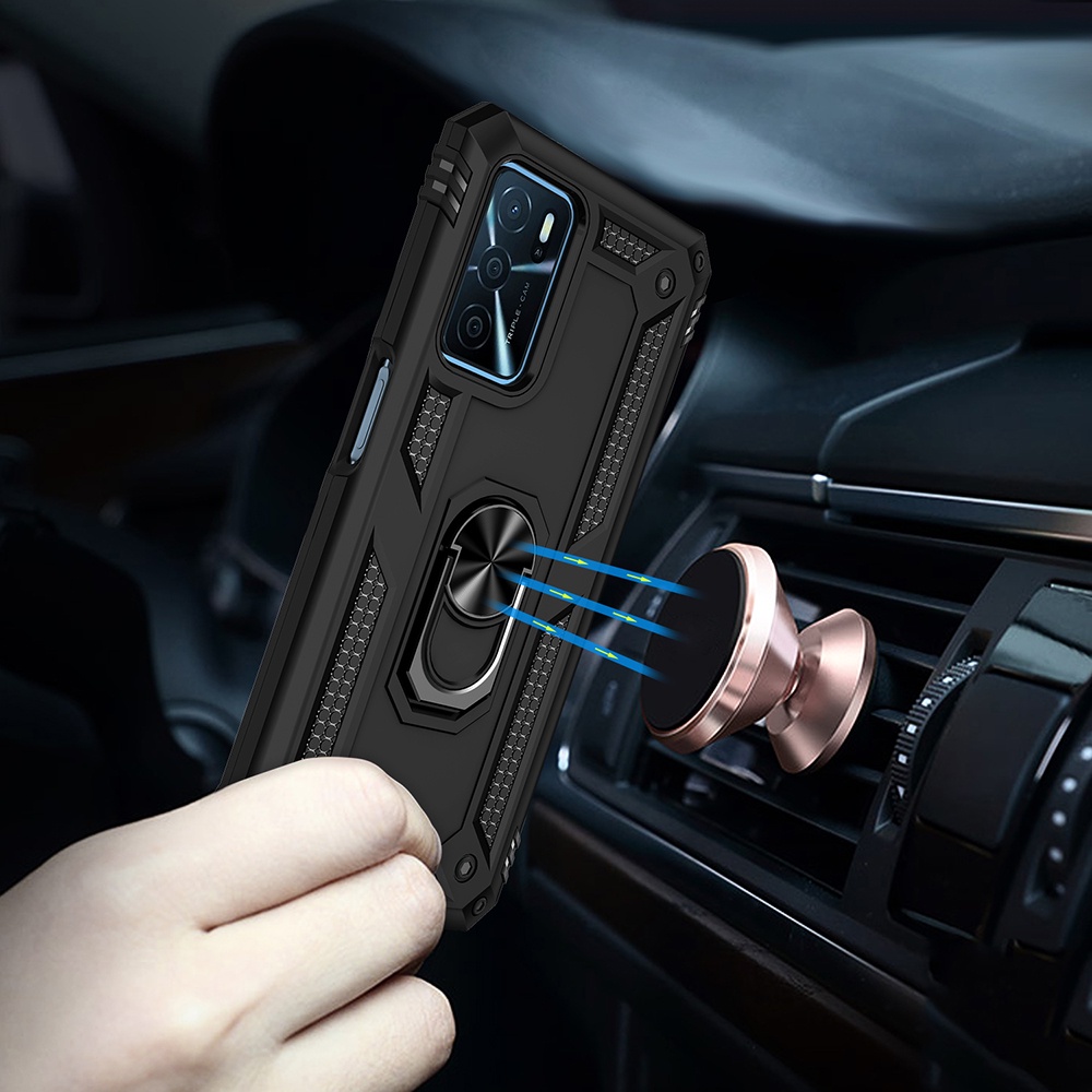 Ốp lưng Oppo A55 A16 chống sốc 2 lớp kèm nhẫn iring làm giá đỡ