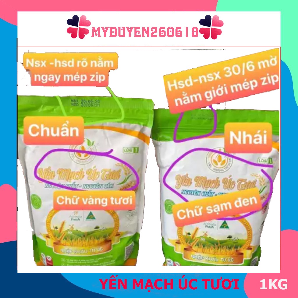 Yến mạch Úc tươi hạt cán hàng chuẩn phu hợp ăn kiêng, giảm cân, eatclean (1kg)