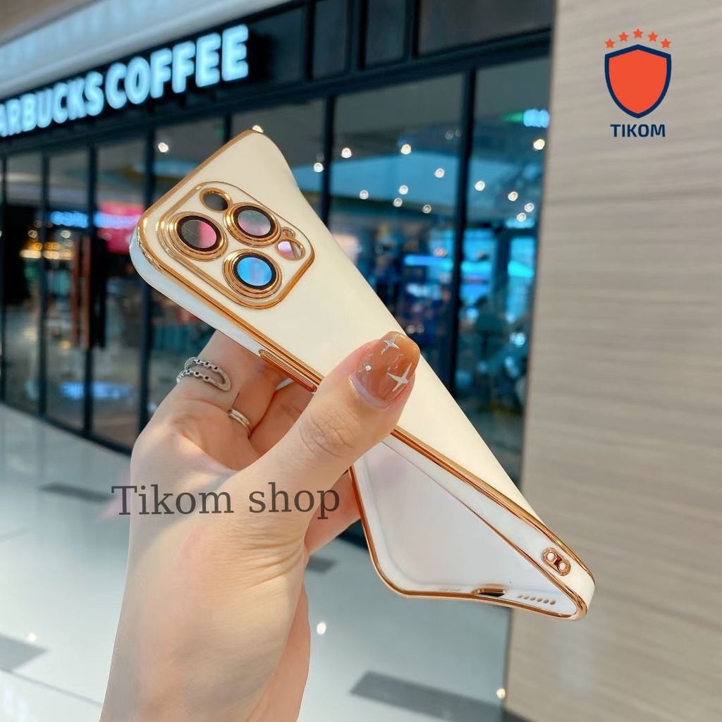 Ốp lưng iphone chống bẩn case điện thoại mạ vàng 13/13pro/promax/mini/6/6plus/6s/6splus/7/7plus/8/8plus Tikom Shop