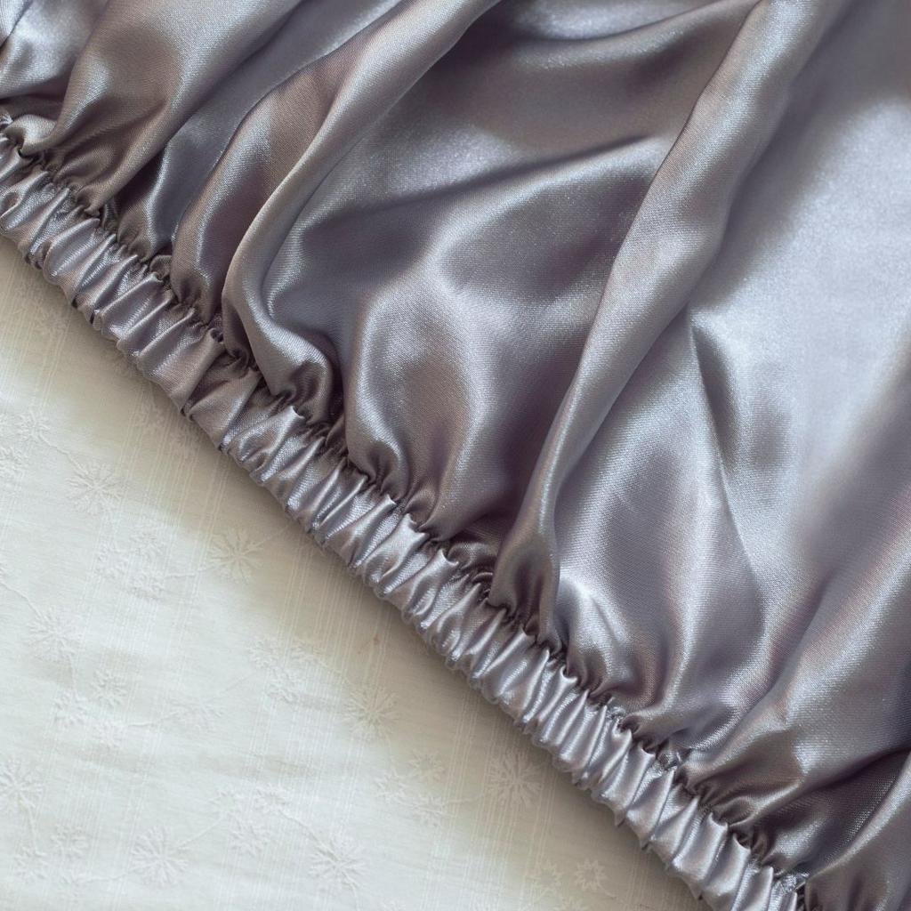 Bộ chăn drap 5 món An Lụa - Vàng + xám tro - vải lụa mịn mát và thân thiện cho da