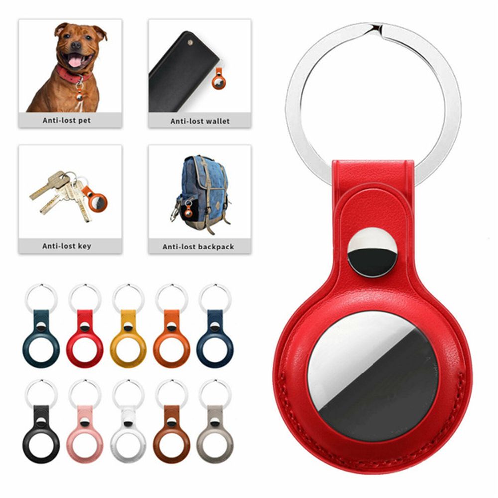 Vỏ bọc chìa khóa bằng da kèm móc khóa cho Airtags Airtag