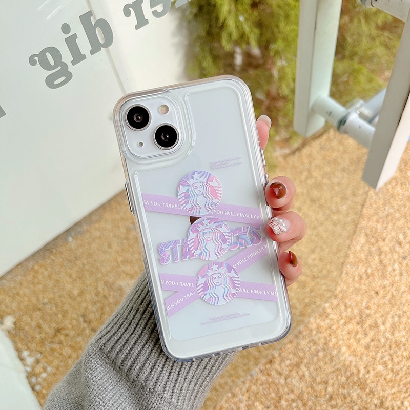 Ốp Điện Thoại Trong Suốt In Hình Logo Starbucks Cho iPhone 13 12 11 Pro Max X XS XR 7 8 Plus