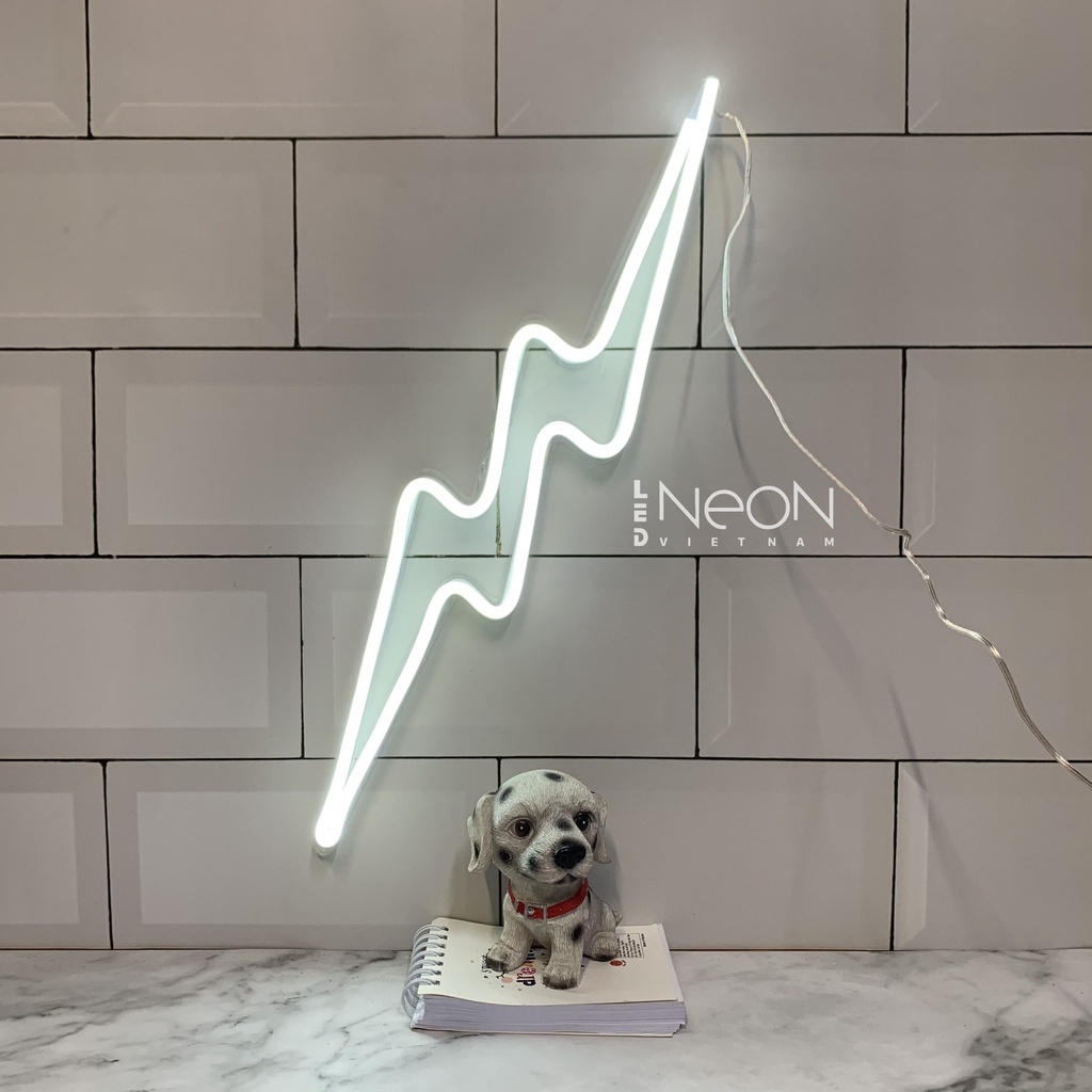 Đèn Neon | Tia Sét Nhỏ | KT 31x9cm | tặng Miếng Dán , tặng ADAPTER , tặng 1,5m Dây Điện Tàng Hình |