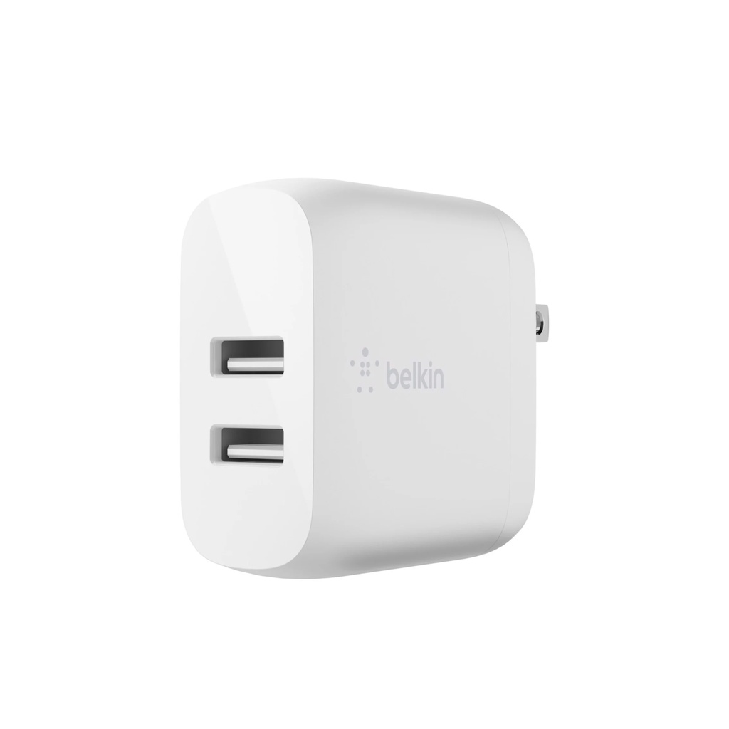Sạc BOOSTCHARGE Belkin 24W - 2 cổng USA 12W - Hàng Chính Hãng - Bảo Hành 2 Năm - WCB002dqWH