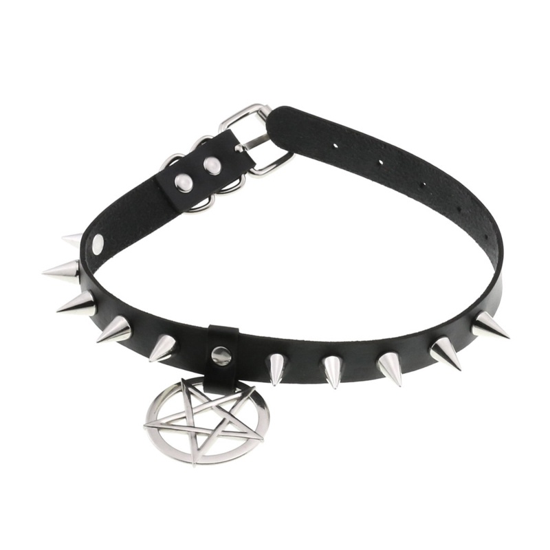 Vòng Cổ Choker Da Pu Đính Gai Kim Loại Phong Cách Punk Unisex