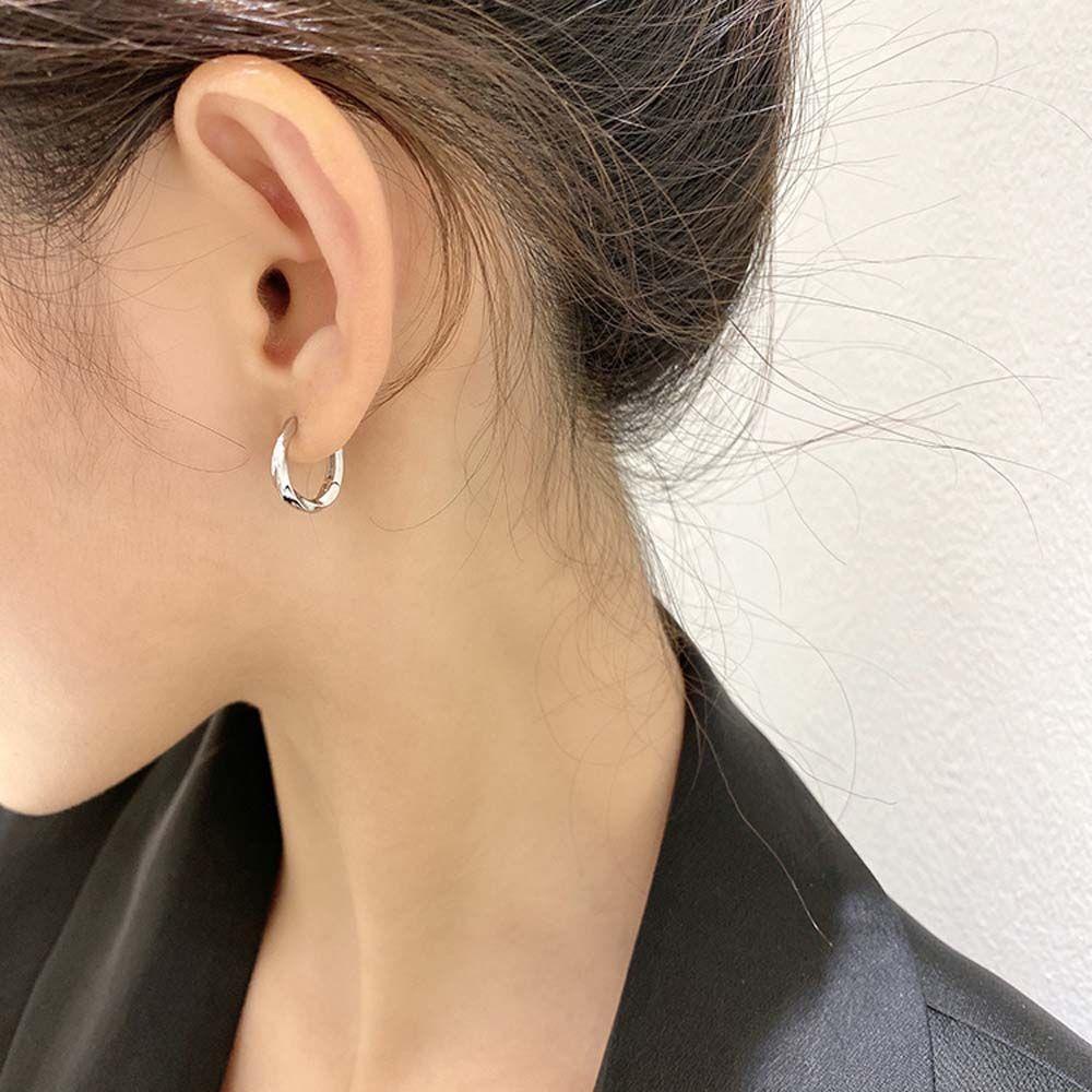 Bông Tai Kim Loại Dạng Vòng Kiểu Hình Học Phong Cách Retro Cho Nữ